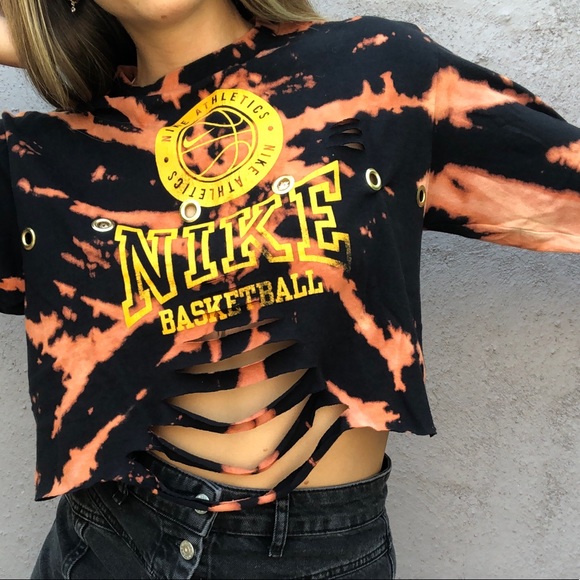 nike orange tie dye crop top
